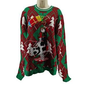 Blizzard Bay Mechanical Bull Ridin Santa Ugly Christmas Sweater Unisex Xlarge